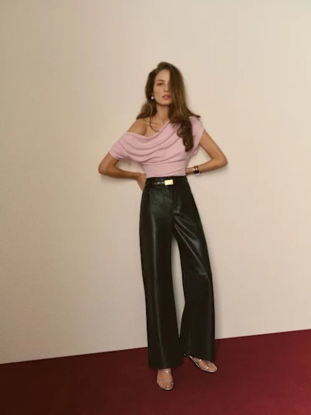 Reformation Soft Pink Off Shoulder Sweater